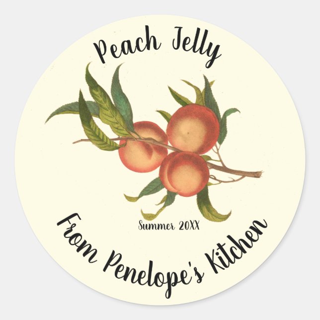 Étiquette vintage Jelly Peach De Votre Cuisine Dén (Devant)