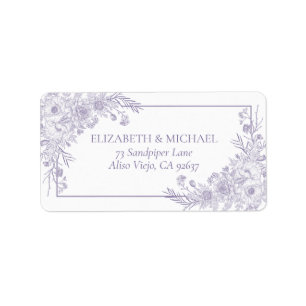 Étiquette Vintage Lavender Floral Line Art Return Adresse