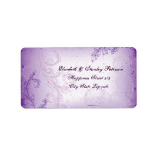 Étiquette Vintage lilas violet feuille de défilement mariage