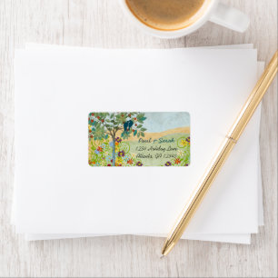 Étiquette Vintage Lovebirds Romantic Tree Damask Hills RSVP