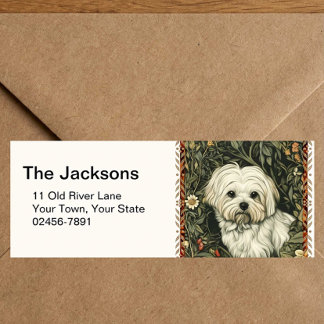 Étiquette Vintage Maltese or Bichon Frise puppy Dog