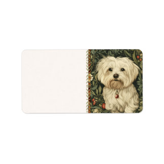 Étiquette Vintage Maltese or Bichon puppy Dog