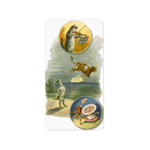 Étiquette Vintage Mère Goose Nursery Rhyme Hey Diddle