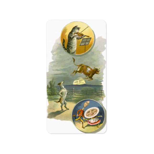 Étiquette Vintage Mère Goose Nursery Rhyme Hey Diddle (Devant)