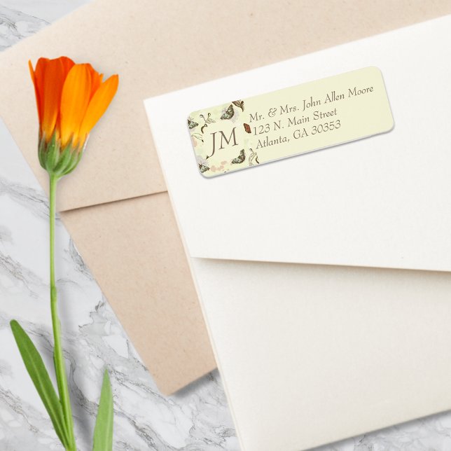 Étiquette Vintage Motif papillon floral (Créateur téléchargé)