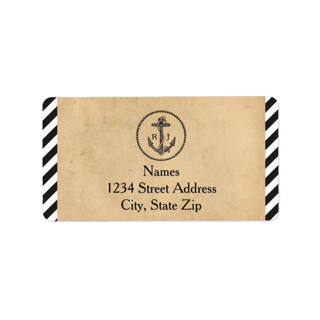 Étiquette Vintage Nautical Anchor - Address Labels (Devant)