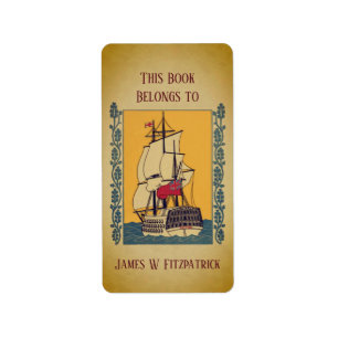 Étiquette Vintage Nautical Sailing Ship Custom Bookplate