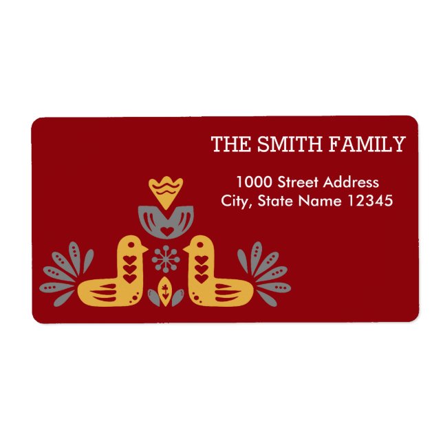 Étiquette Vintage Noël Oiseau Motif Vacances (Devant)