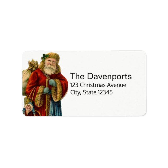 Étiquette Vintage Noël Vieux Monde Père Noël (Devant)