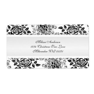 Étiquette Vintage noir et blanc Damas personnalisé