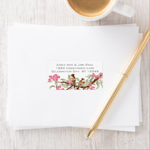 Étiquette Vintage  Oiseaux Fleur de Cerisier Rose RSVP