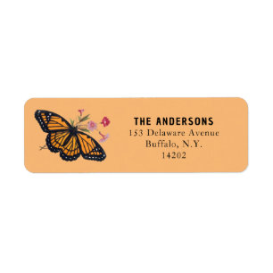 Étiquette Vintage Orange Monarch Butterfly Fall Adresse