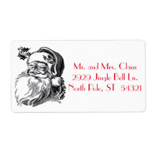 Vintage Père Noël noir blanc rouge Noël