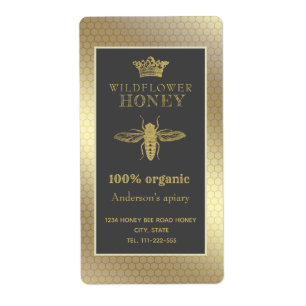 Étiquette Vintage pot de miel de la reine d'abeille de couro