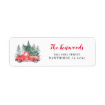 Étiquette Vintage Red Christmas Truck Adresse de retour<br><div class="desc">Coordonner les étiquettes de adresse d'hiver vintage de noël avec un arrière - plan blanc d'hiver,  des épinettes d'aquarelle,  un camion rouge vintage,  un arbre de Noël,  votre nom de famille et votre adresse.</div>