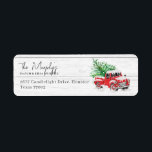 Étiquette Vintage Red Truck Christmas Adresse de retour<br><div class="desc">Vintage Red Truck Christmas Retourner l'adresse</div>