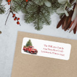 Étiquette Vintage Red Truck Christmas Adresse de retour<br><div class="desc">Vintage Camion rouge Retour d'adresse avec l'aquarelle illustration d'un camion rouge vintage et d'un arbre de Noël.</div>