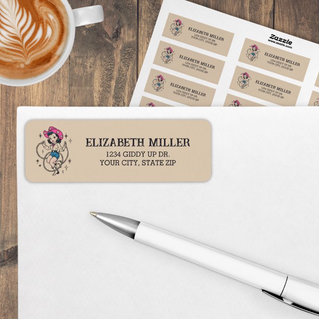 Étiquette Vintage Retro Cowgirl 30th Birthday Party  (Créateur téléchargé)