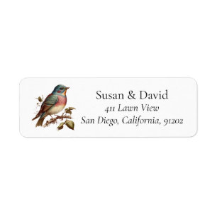 Étiquette Vintage Robin Bird Adresse personnalisée
