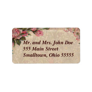Étiquette Vintage Romance Couple Antique Rose Mariage