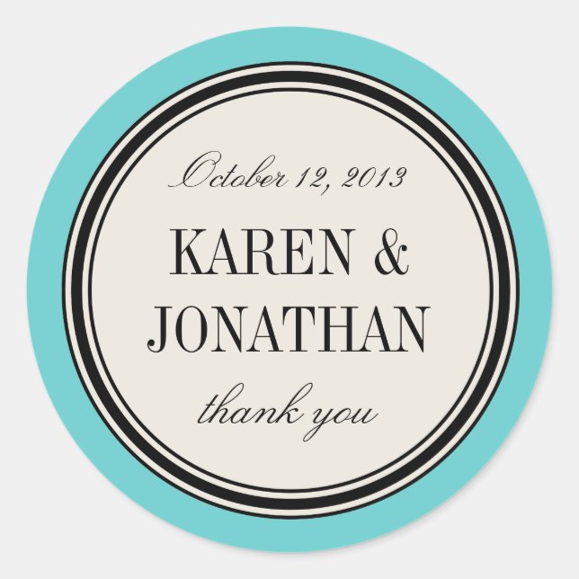 Étiquette Vintage ronde, Modèle de mariage préféré (Devant)