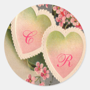 étiquette vintage rose