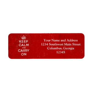 Étiquette Vintage rouge profond détendu Gardez le calme et c