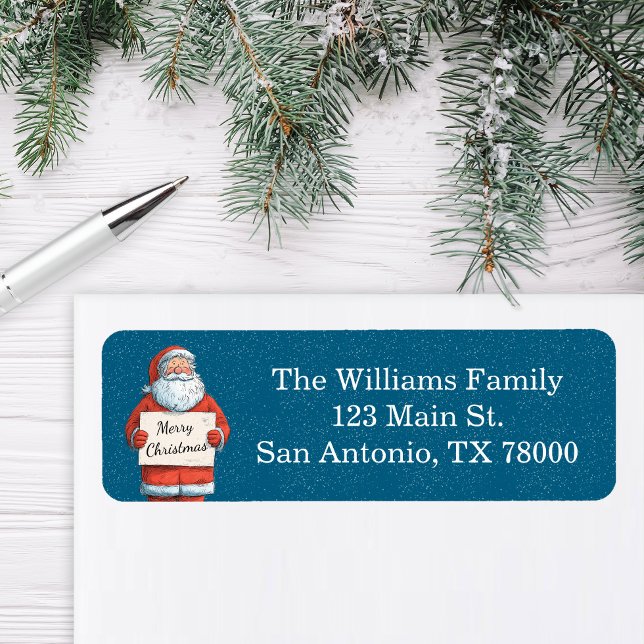 Étiquette Vintage Santa Christmas Address (Santa Return Address Stickers)