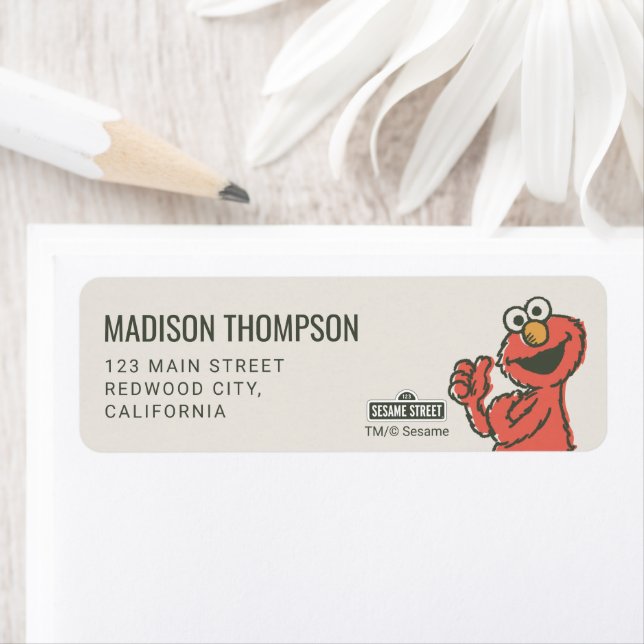 Étiquette Vintage Sesame Street Characters Birthday Label (En situation)