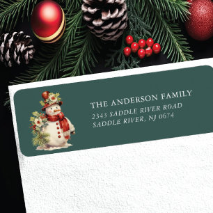 Étiquette Vintage Snowman Adresse de retour