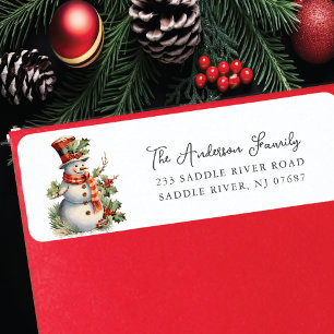 Étiquette Vintage Snowman Adresse de retour