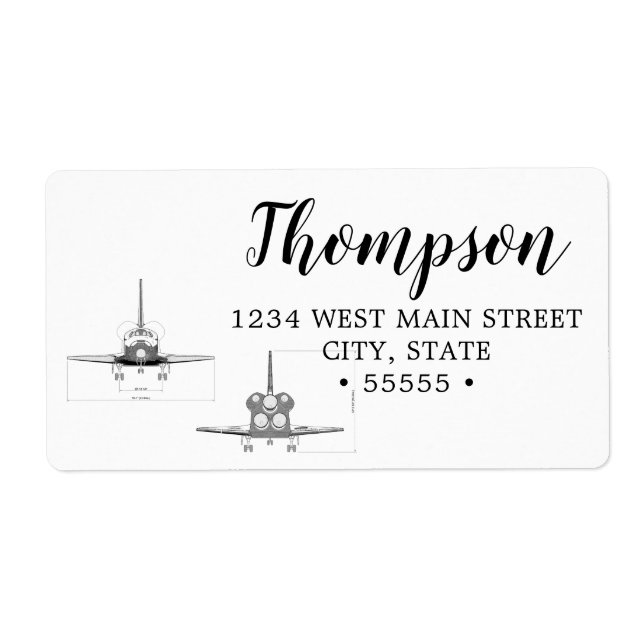 Étiquette Vintage Space Shuttle Concept Technical Drawing (Devant)