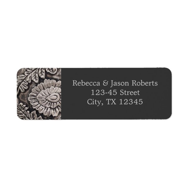 Étiquette vintage steampunk gris tourbillons métalliques dam (Devant)