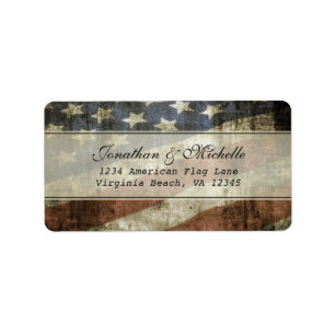 Étiquette Vintage Style Patriotique American Flag Adresse