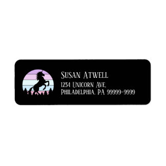 Étiquette Vintage Sunset Unicorne Rearing Adresse de retour
