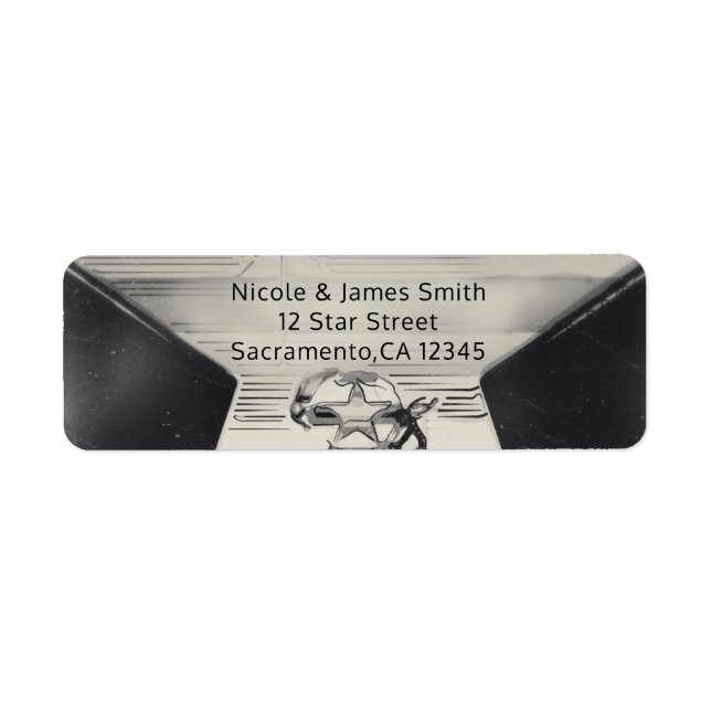 Étiquette Vintage Vieux Hollywood Noir & Blanc Personnalisé  (Devant)