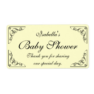 Étiquette Vintage yellow baby shower water bottle labels