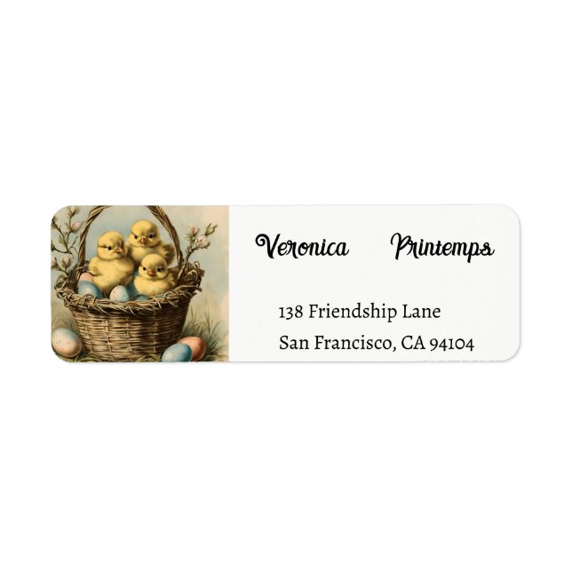 Étiquette Vintages poussins de Pâques (Devant)