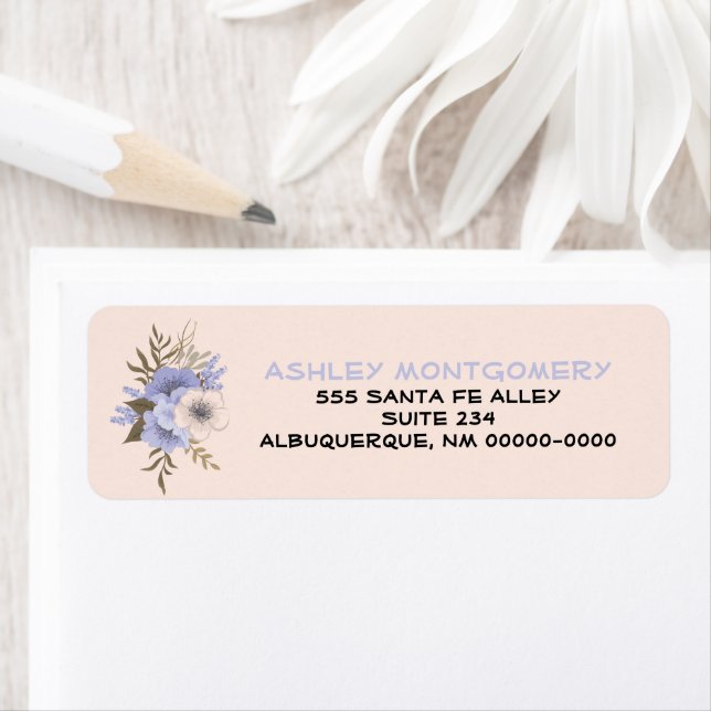 Étiquette Violet Pastel Peach Cinq Pétales Wild Roses Custom (En situation)