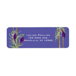 Étiquette Violet ultra-pourpre et floral doré Bohème chic