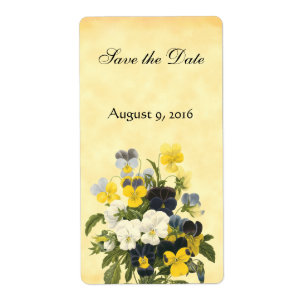 Étiquette Violets et fleurs de sansy Sauvez la date Étiquett