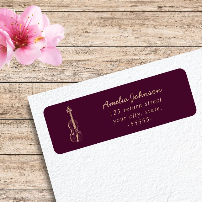 Étiquette Violon Élégant Script Musique Enseignant Moderne (Créateur téléchargé)