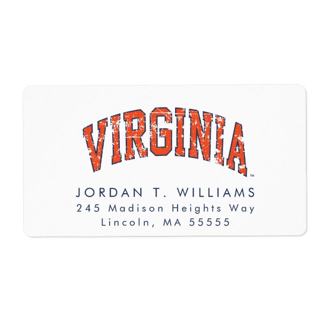 Étiquette Virginia Wordmark en détresse (Devant)