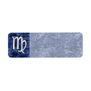 Étiquette Virgo Zodiac Connexion Navy Camo numérique bleu