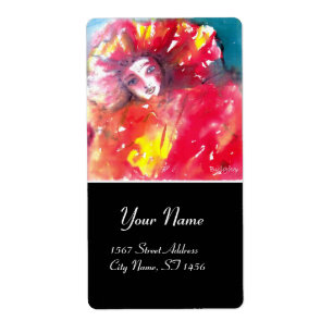 ÉTIQUETTE VISAGES DE MASQUÉRADE VÉNÉTIENNE - MASQUE EN ROUGE