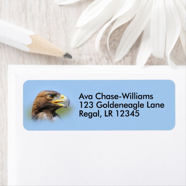 Étiquette Vision d'un bel aigle d'or jeune (En situation)