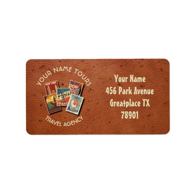 Étiquette Visites touristiques Agence Cartes postales Vintag (Devant)