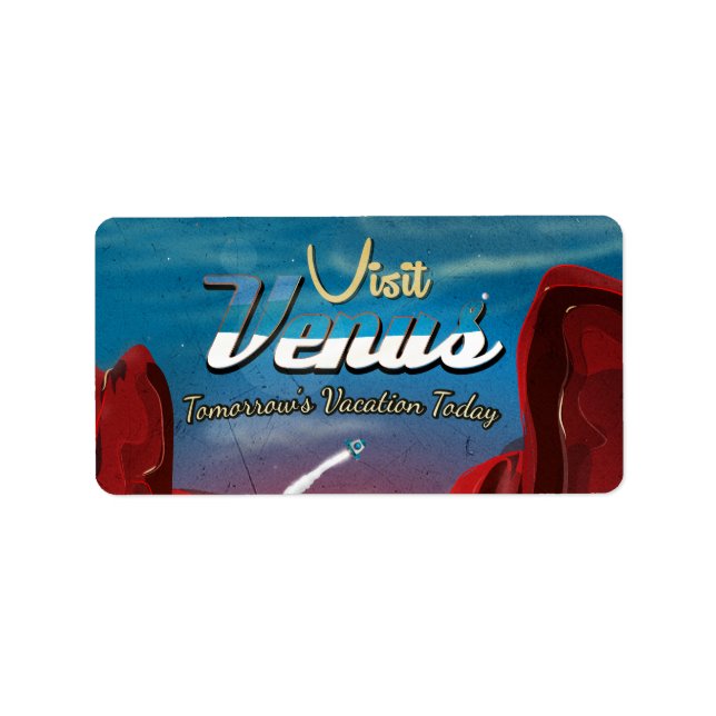 Étiquette Visitez l'affiche vintage de Vénus (Devant)