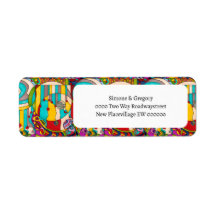 Vitrail Art déco coloré moderne