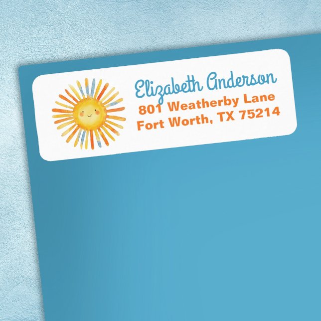 Étiquette Voici le Baby shower Son Sunshine (A cute Sunshine return address label. Coordinates with the Here Comes the Son baby shower invitation)